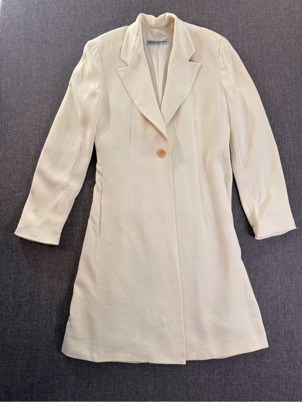 Emporio Armani Vintage Cream Single-Button Trench Coat Small Made In Italy